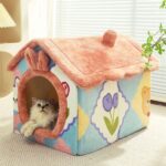 Foldable dog house kennel bed
