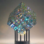 Crystal sculpture table ornament magic chromaticity cube