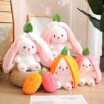 Large Reversible Carrot Rabbit & Strawberry Bunny Plush Pillow